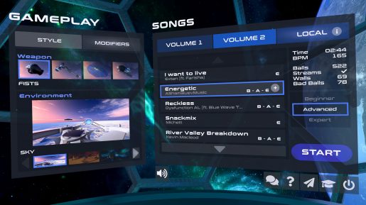 PowerBeatsVR - Menu - Gameplay and Songs